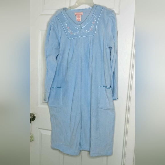 Light Blue Embroidered Long Robe - Picture 1 of 4